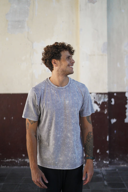 Jivamukti Unisex Acid Washed Oversized T-Shirt (Grey)