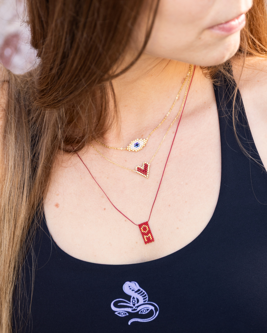 Jivamukti Yoga x Corazón Heart Necklace Red & Gold