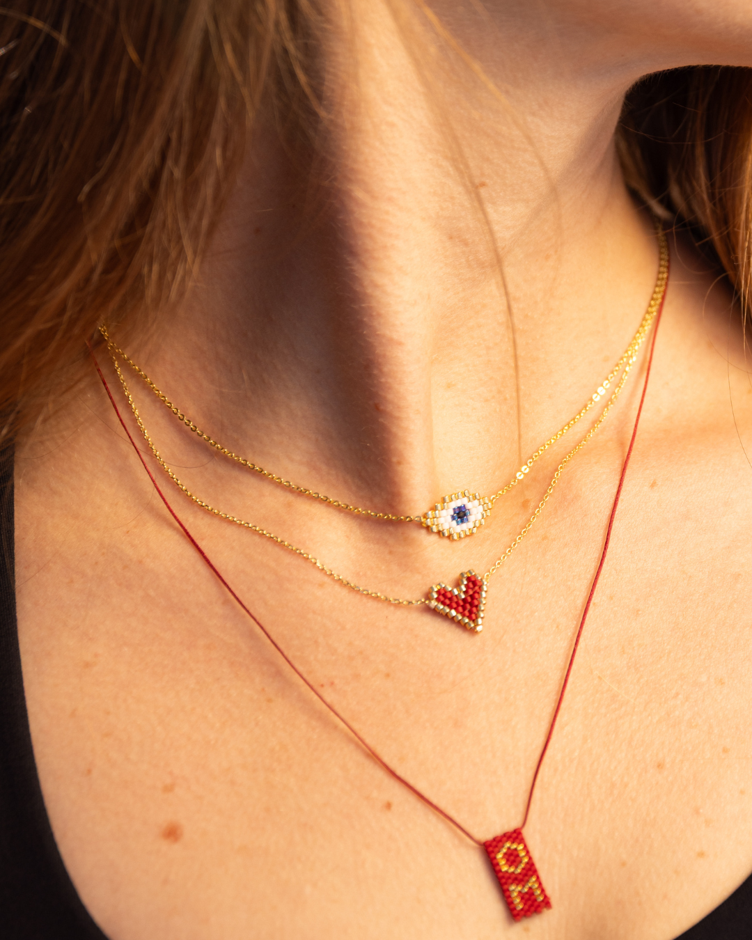 Jivamukti Yoga x Corazón Heart Necklace Red & Gold