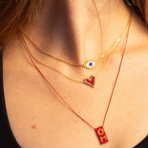 Jivamukti Yoga x Corazón Heart Necklace Red & Gold