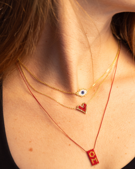 Jivamukti Yoga x Corazón Heart Necklace Red & Gold