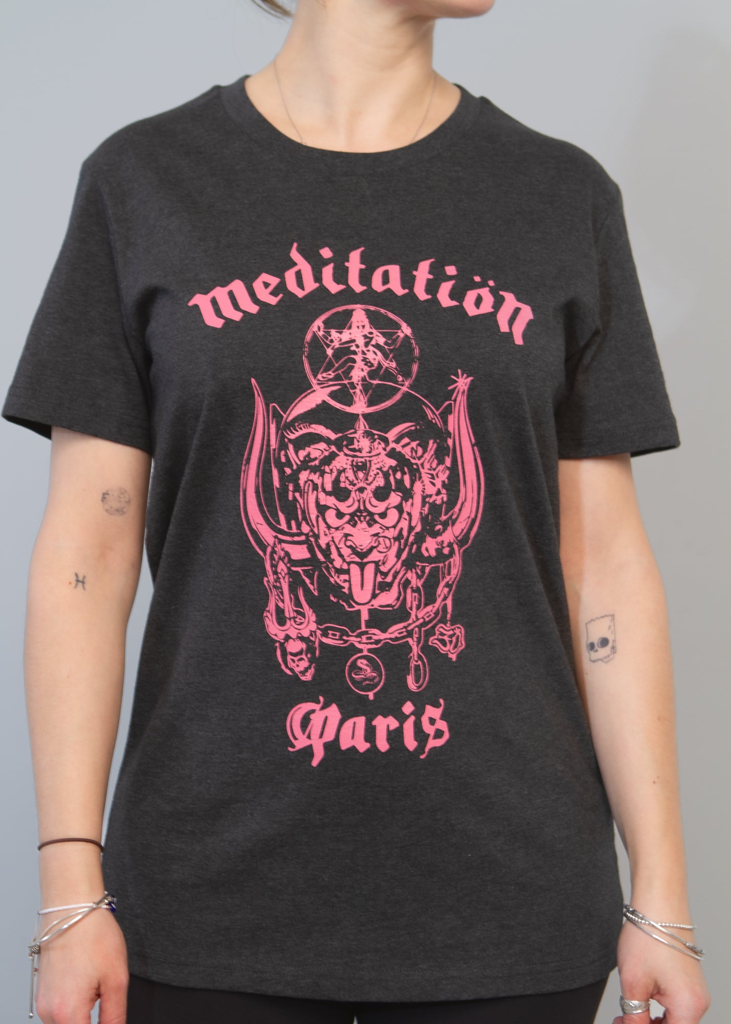 Jivamukti Paris Shirt "Meditatiön" - Pink / Dark Heather