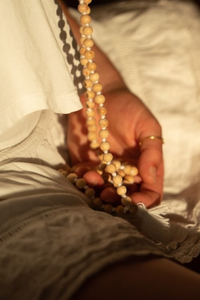 Tulsi Malas - White Tassel (case of 20)*