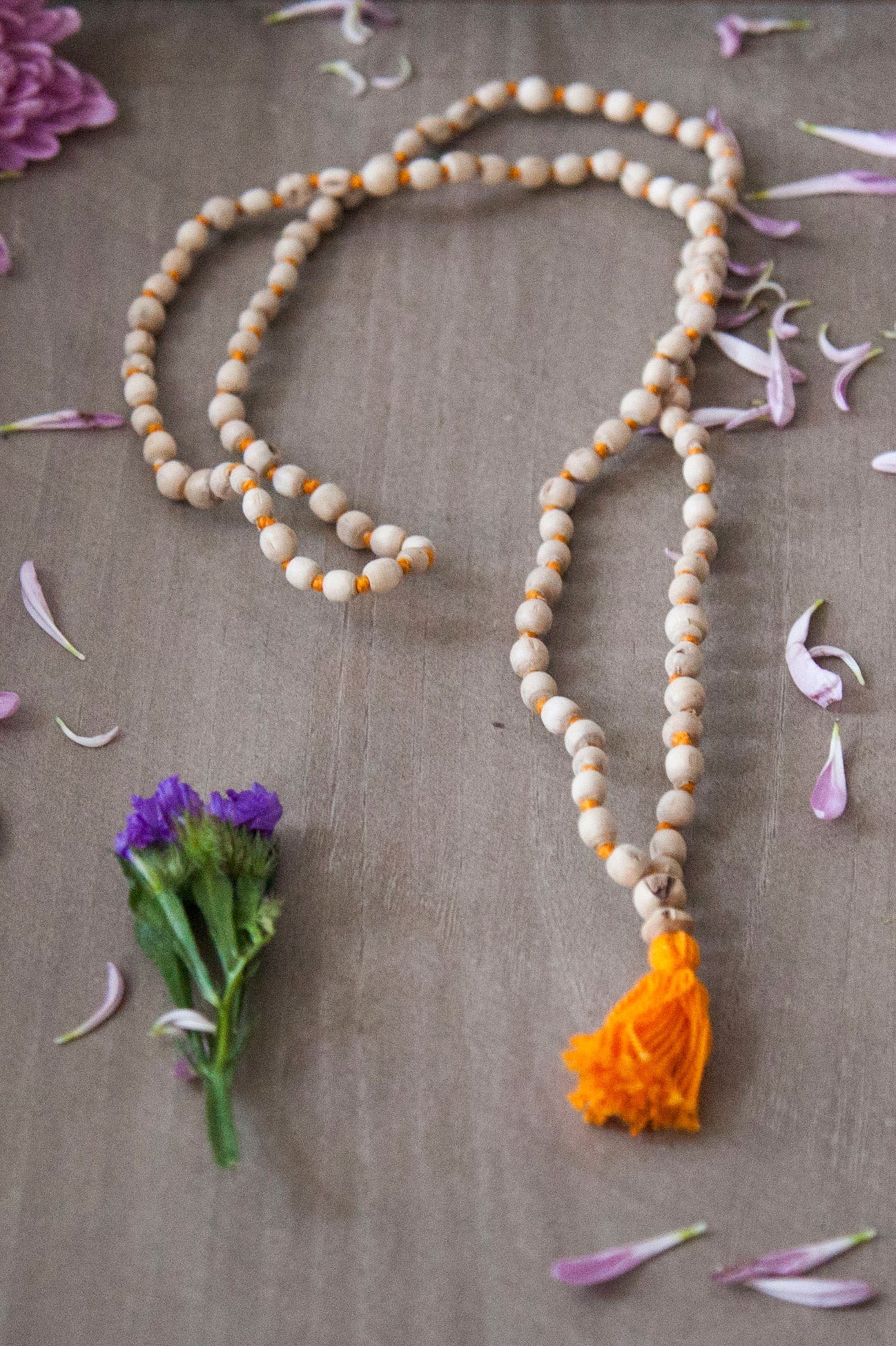 Tulsi Malas - Orange Tassel